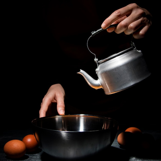 Close-up person cooking