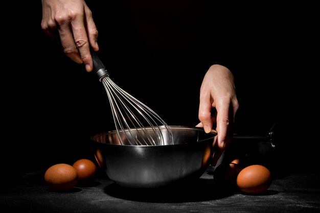 Close-up person cooking