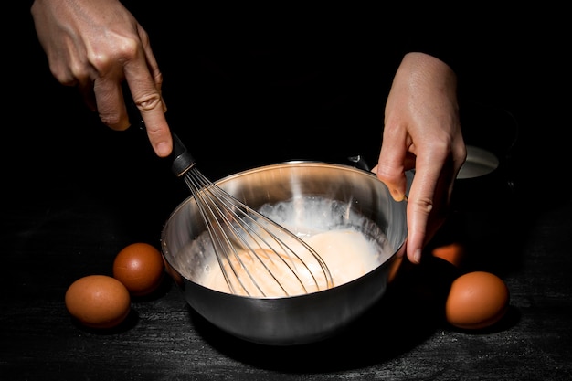 Close-up person cooking