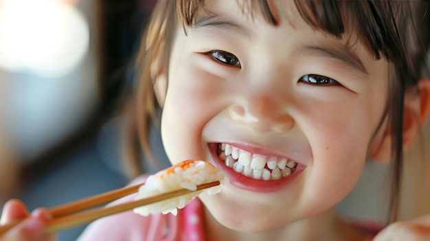 Foto gratuita prossimo piano su una persona che mangia sushi