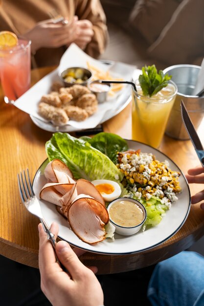 Close up on person enjoying food