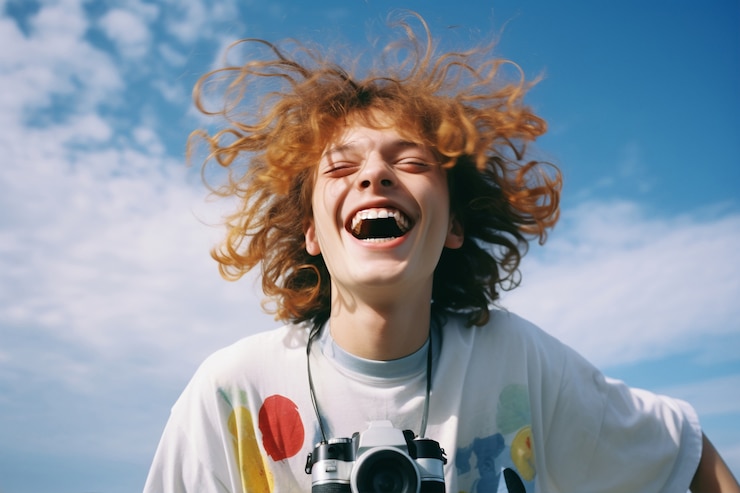 Free Photo close up on person having fun