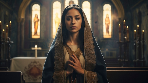 Close up on person praying