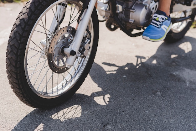 Close-up of a person riding motorcycle