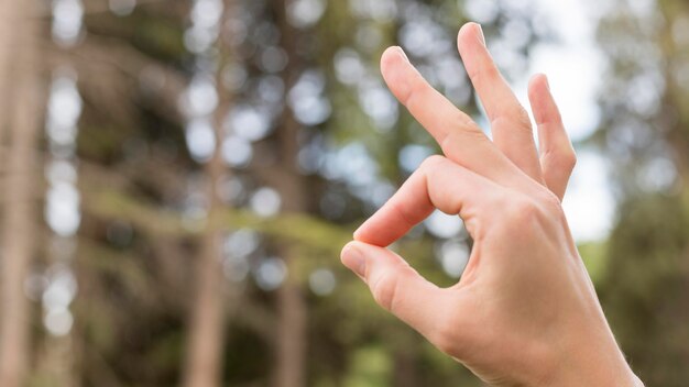 Крупный план человека, обучающего общению на языке жестов