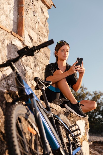 Close up on person with electric bike