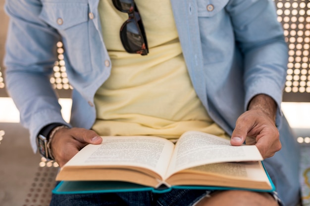 Close up person with open book