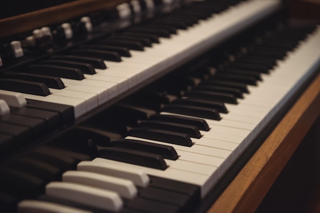 Close-up of piano keyboard