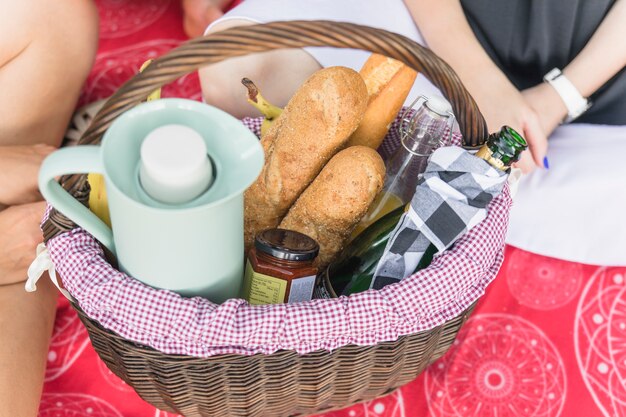 Close-up of picnic basket