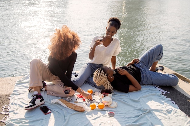 Close up on picnic near eiffel tower