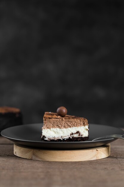 Close-up piece of handmade cake on a plate