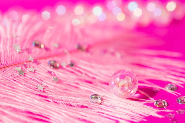 Close up on pink sparks and glitter