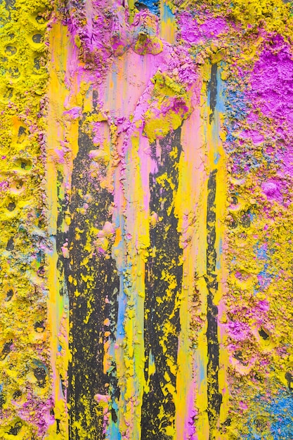 Close-up of pink and yellow holi powder backdrop