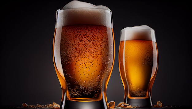 Free photo close up pint glass with frothy gold beer generative ai