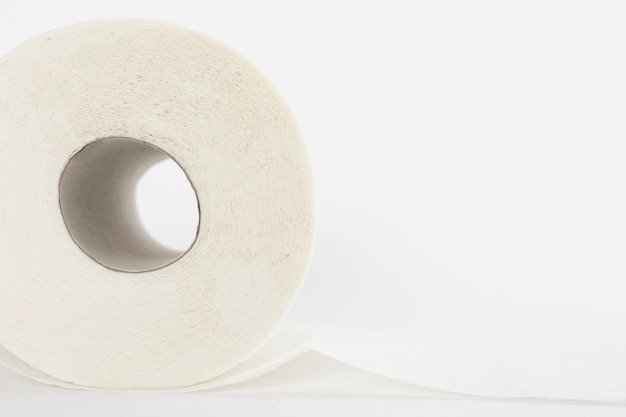 Close-up plain toilet paper roll