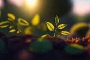 Free photo a close up of a plant with green leaves in the foreground