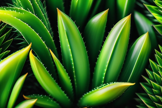 A close up of a plant with green leaves and the word agave on it