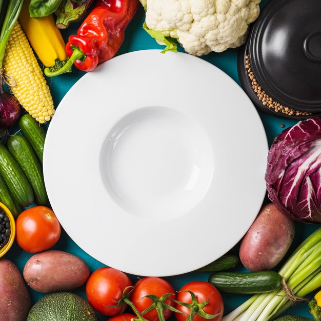 Close-up plate in vegetables