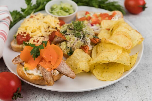 Close-up plate with delicious food