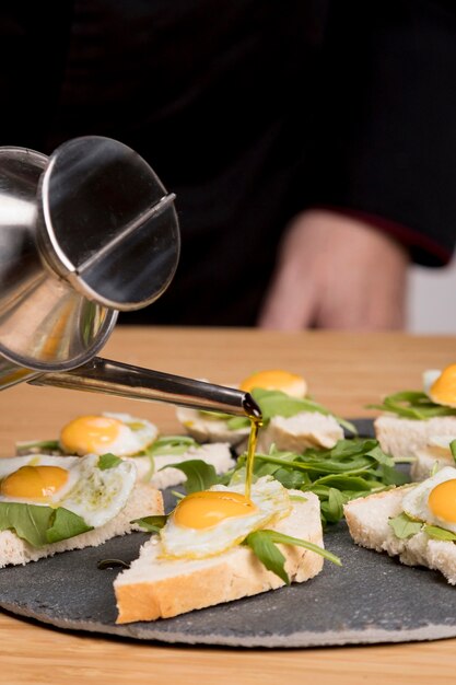 Close-up plate with fried eggs