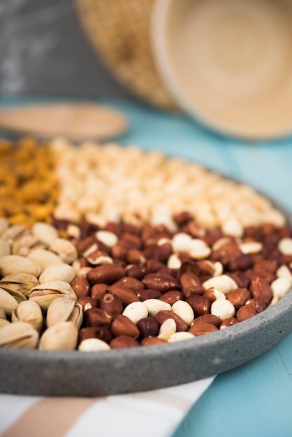 Close-up plateau with different nuts