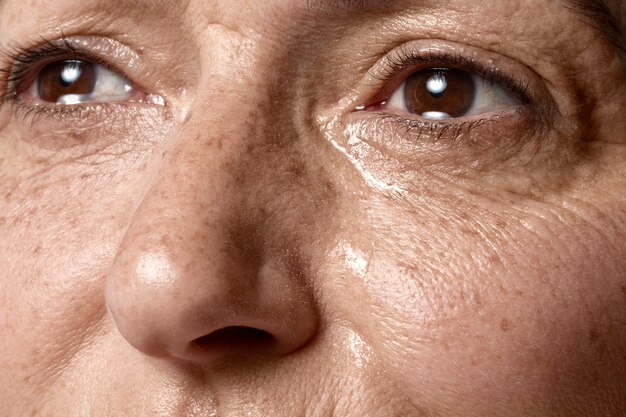 Close up on pores on woman face