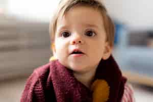 Free photo close-up portrait of adorable baby at home