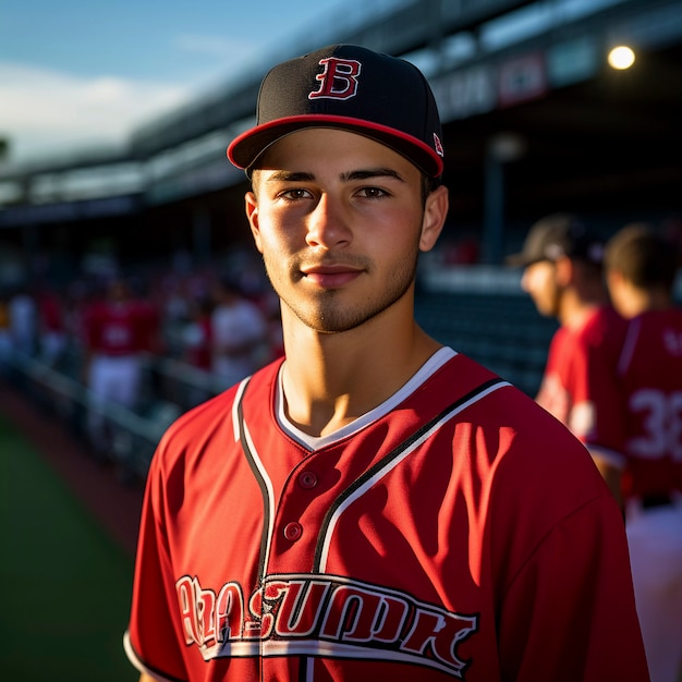 Foto gratuita ritratto ravvicinato del giocatore di baseball