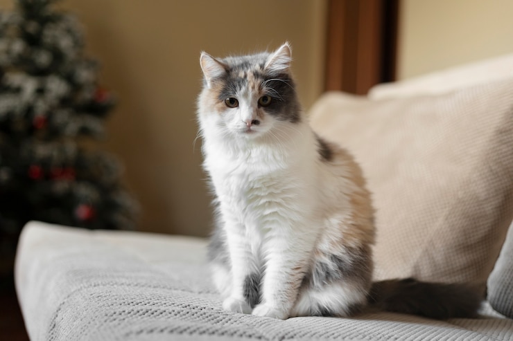 Free Photo close up portrait on beautiful cat