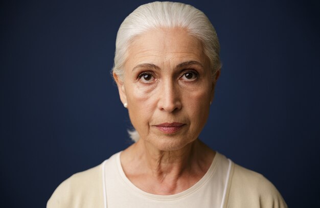 Close-up portrait of beautiful old woman