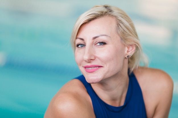 Close up portrait of beautiful swimmer