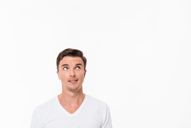 Close up portrait of a casual man in white t-shirt – Free Stock Photos
