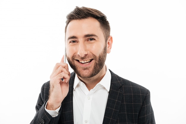 Close up portrait of a cheerful smiling man