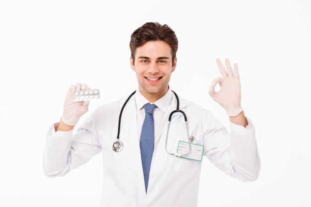 Close up portrait of a confident young male doctor