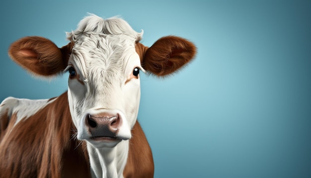 Close up portrait of a cute cow grazing in a meadow generated by artificial intelligence