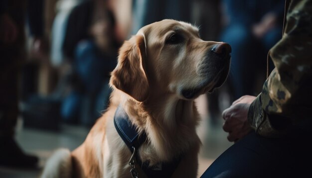 Close up portrait of cute purebred retriever generative AI