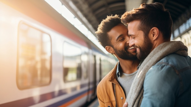 Close up portrait on gay couple together