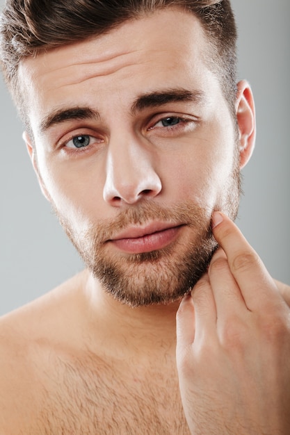 Close up portrait of a handsome bearded man