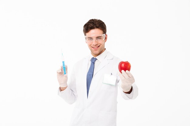 Close up portrait of a happy young male doctor