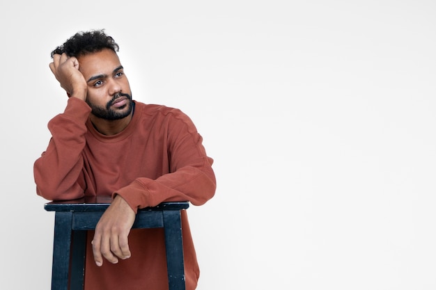 Close up portrait of man in shirt mockup