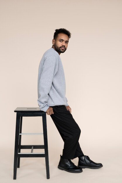 Close up portrait of man in shirt mockup