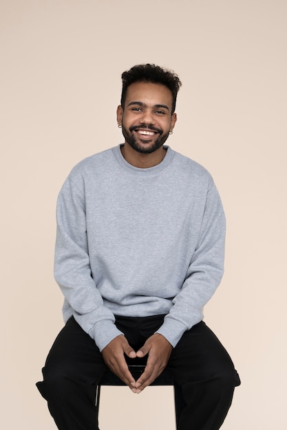 Close up portrait of man in shirt mockup