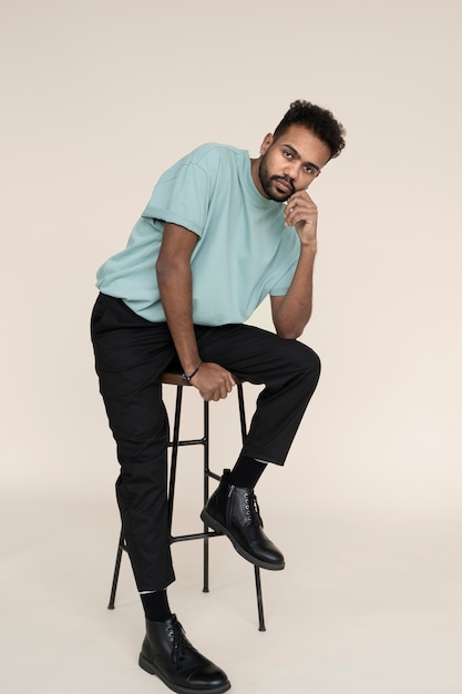 Close up portrait of man in shirt mockup