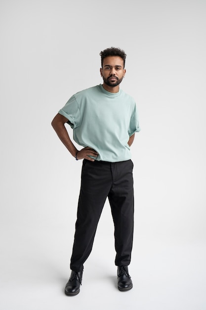 Close up portrait of man in shirt mockup