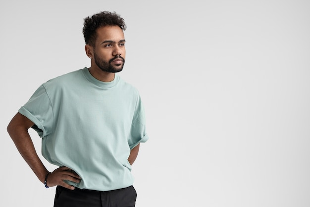 Close up portrait of man in shirt mockup