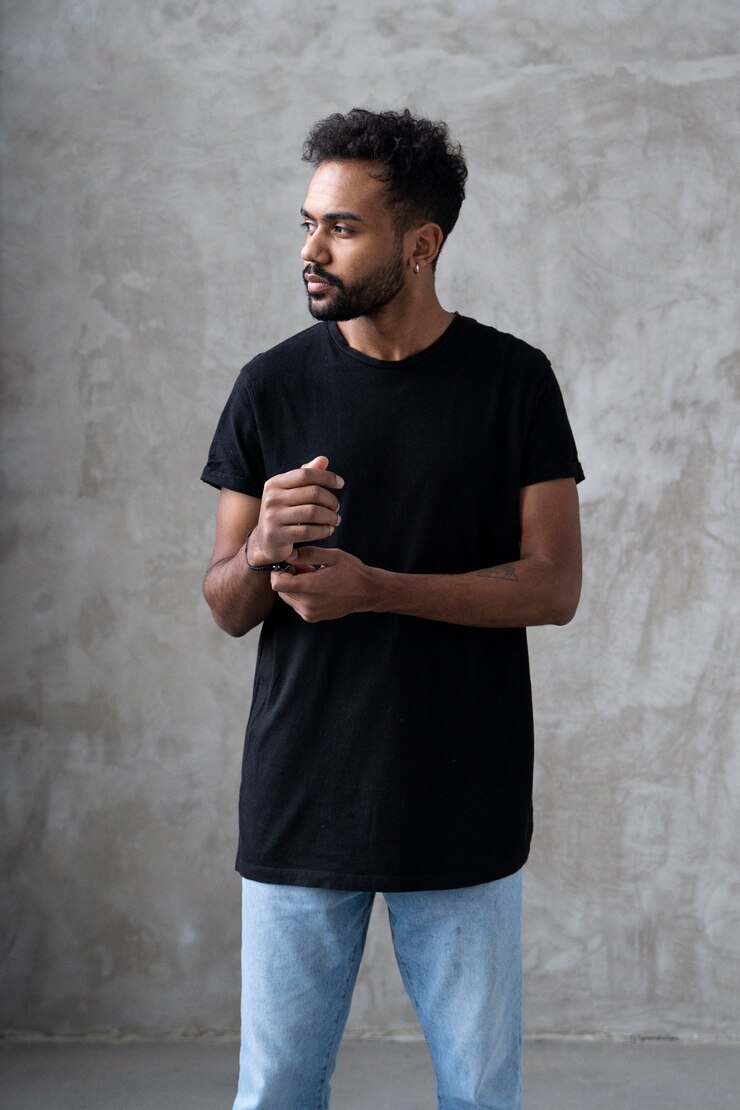 Free Photo close up portrait of man in shirt mockup