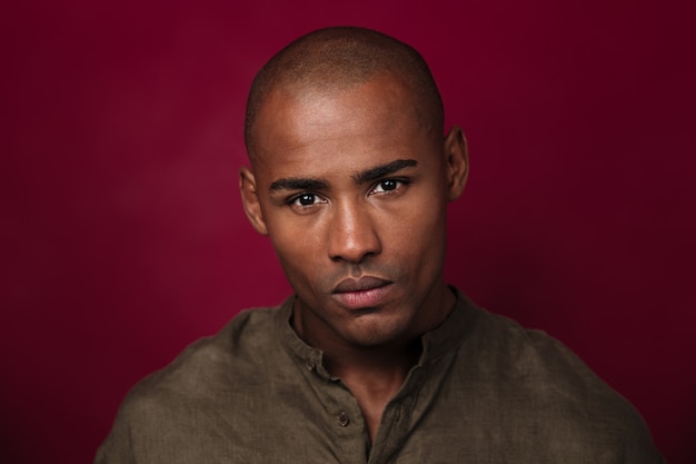 Close up portrait of serious african man looking