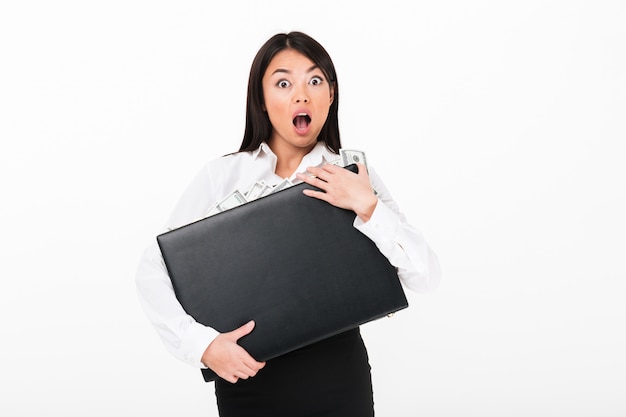 Close up portrait of a shocked asian businesswoman