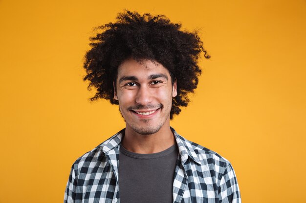 Close up portrait of a smiling casual african man