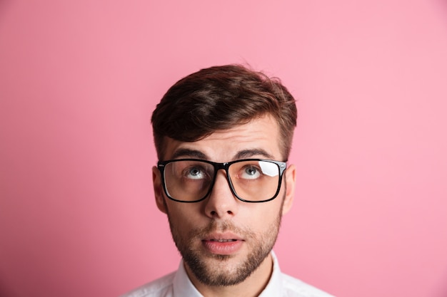 Close up portrait of a thoughtful men's face